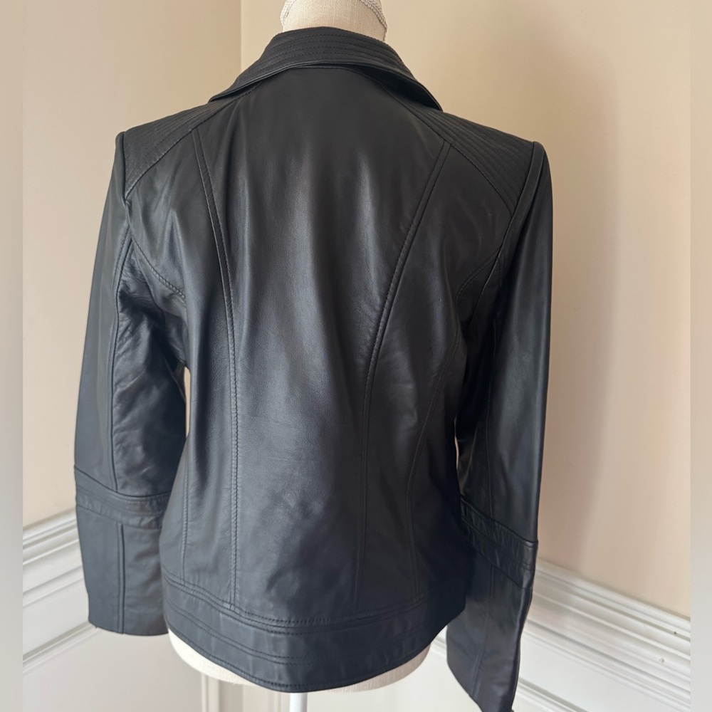 Brand New Women's Black Leather Moto Jacket - Picture 10 of 12
